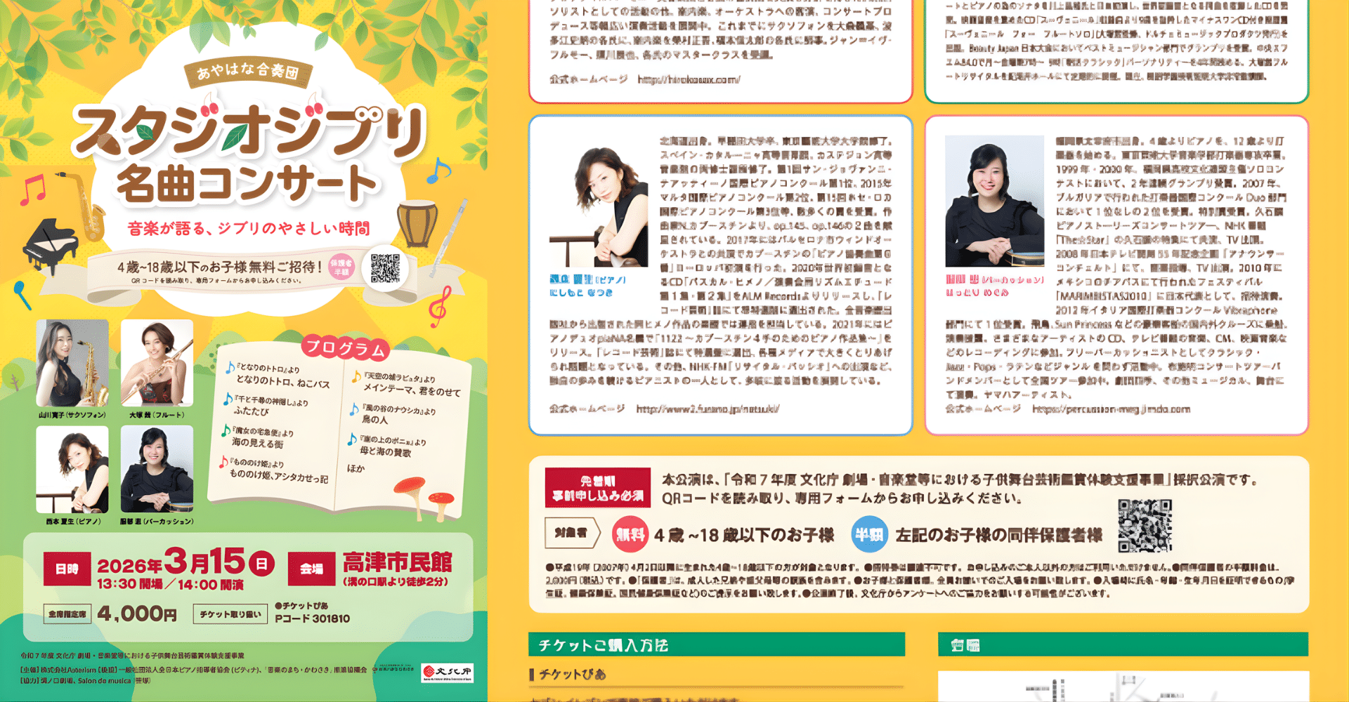 Studio Ghibli Classics Kawasaki City Takatsu Civic Hall Concert Ticket