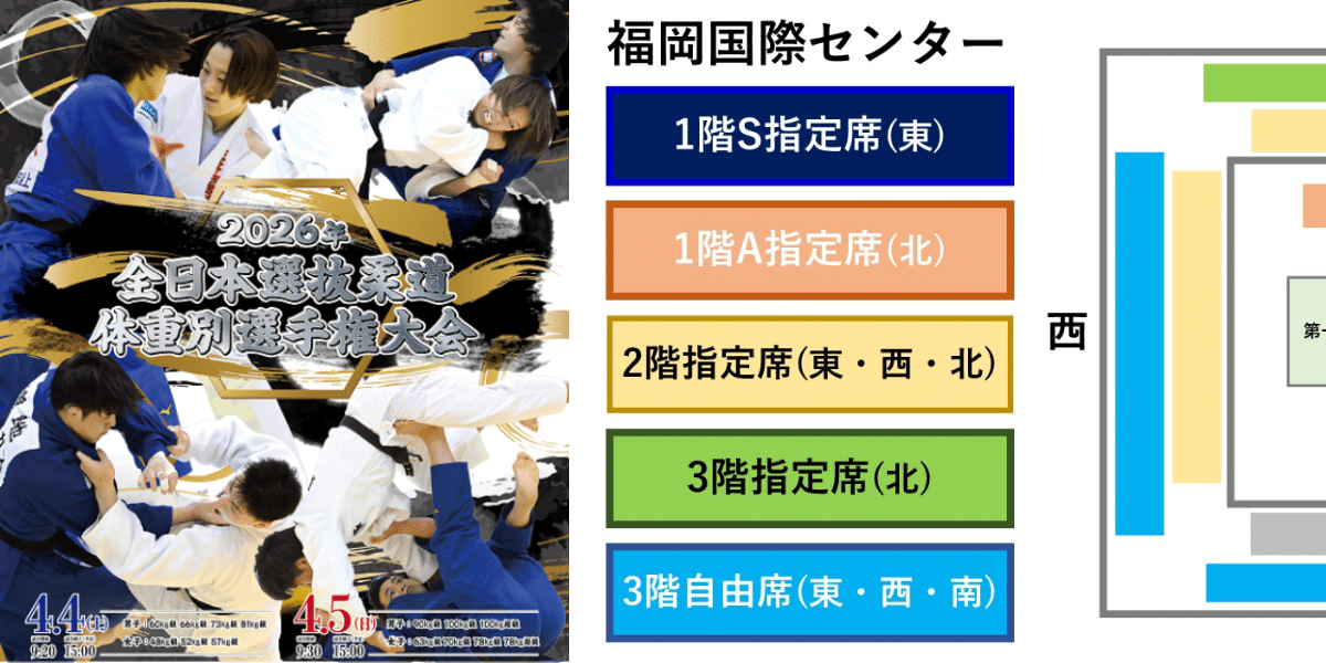 Billets pour tous les championnats du Japon de judo par catégorie de poids 2026 au Japon